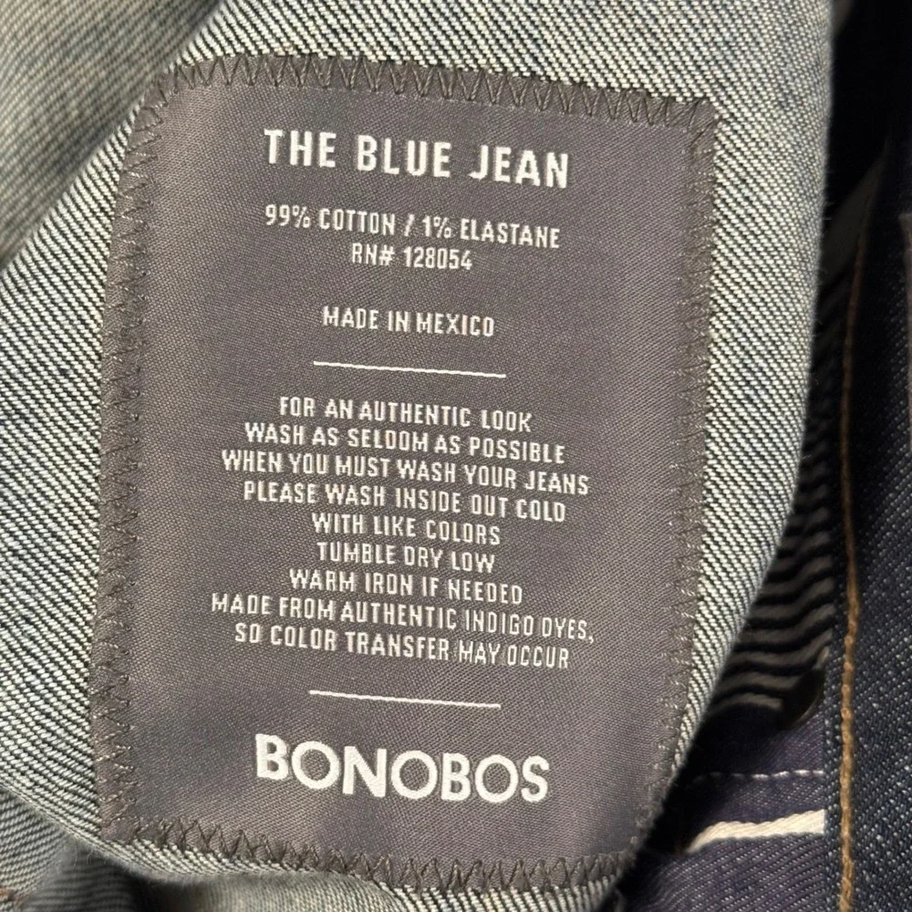 Bonobos The‎ Blue Jean Straight Leg Dark Indigo Wash Denim 5 Pocket Mens 30x34